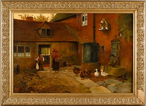 Innergård Med Figurer Vid Dörr Samt Tamfåglar by William Edward COOKE