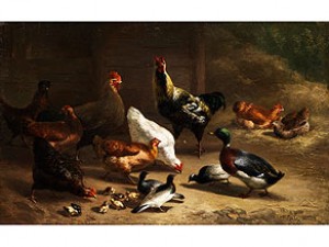 Federvieh Im Hühnerhof by Carl The Elder JUTZ - auction artwork with signature