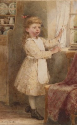 A Young Girl By The Window by Klavdi Vasilivich LEBEDEV