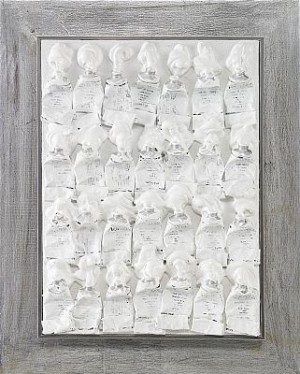 Accumulation With White Acrylic Paint And Tubes On Canvas by Fernandez ARMAN