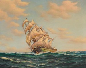 In Full Sail by George H. WHEATLEY - auction artwork with signature