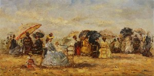 Beach Scene With Figures by Claude Cahill COOPER - auction artwork with signature