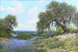Texas Bluebonnets by William A. SLAUGHTER - auction artwork with signature