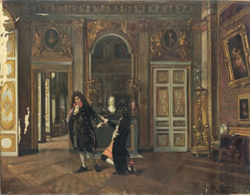 Rokokointeriör Med Figurer by Hermenegildo DAUNAS - auction artwork with signature