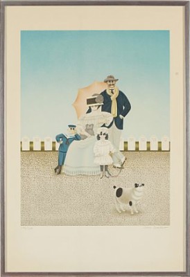 Familj Vid Strand, Signerad by Jan BALET