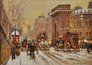 Paris. Porte St Martin. Winter by Yuri KUZMIN