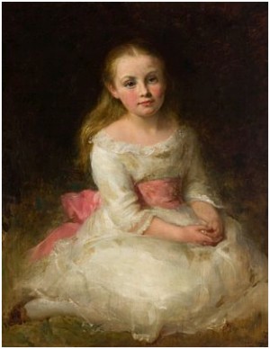 Ellen Barber Of The Cottages by Edward HUGHES - auction artwork with signature