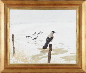 Kråkor I Snölandskap by Harald WIBERG