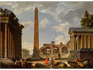 Capriccio Mit Tempel Der Fortuna Virile by Giovanni Paolo PANINI