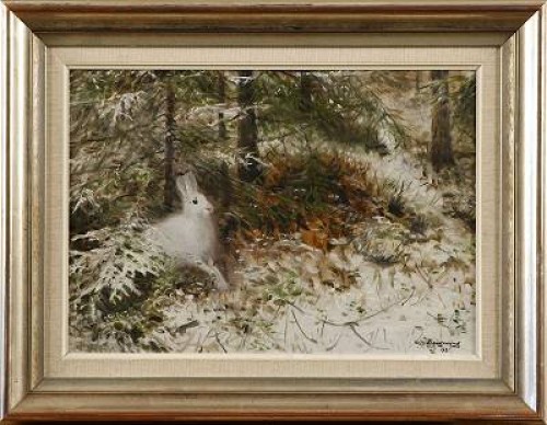 Hare I Vinterskog by Wilhelm BERGEWING - auction artwork with signature