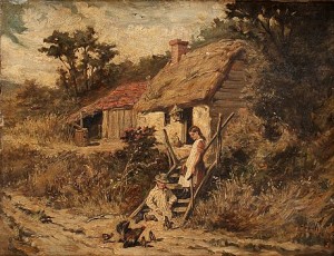 Barn Lekande Med Kycklingar by John EMMS