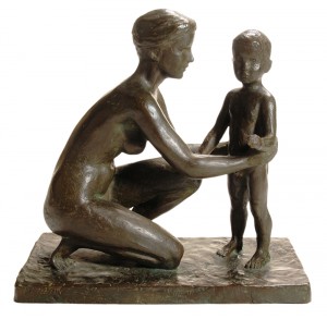 Kneeling Nude With Child by Arne DURBAN