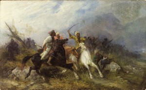Battle Between The Cossacks And The Highlanders by Josef Von BRANDT
