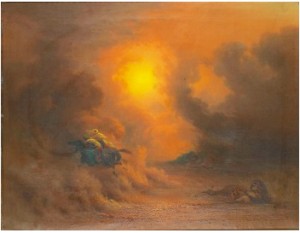Sandstorm Vid Gize - Ridande Beduiner by Johann Jakob FREY