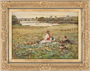 Barn På Blomsteräng by Robert EADIE - auction artwork with signature
