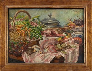 Stilleben Med Fiskar by Antoine SPRINGAEL - auction artwork with signature