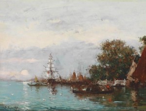 Venetian Scene by Albert Ferdinand DUPRAT - auction artwork with signature