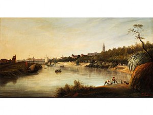 Vedute Einer Englischen Stadt An Einem Flusslauf by Thomas Sewell ROBINS