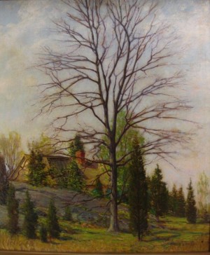 Landscape With Rocks And Rooftop by Robert Hogg NISBET