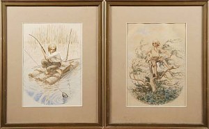 Pojke I Träd Oxh Fiskande Pojke by Carl MOE