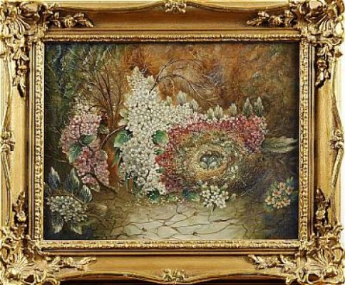 Fågelbo Med ägg by George CLARE - auction artwork with signature
