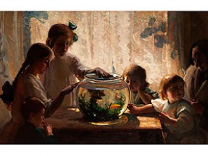 Die Goldfischfütterung by William Charles PENN - auction artwork with signature