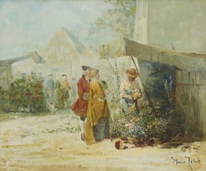 At The Flower Market by Maurice LELOIR - auction artwork with signature