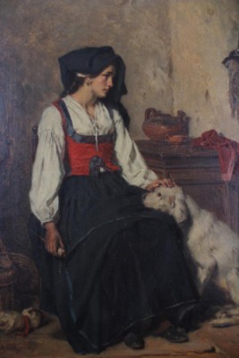 Woman With Dog by Alexandre Marie GUILLEMIN