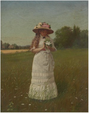 Young Girl With Daisies by Samuel Simpson CARR