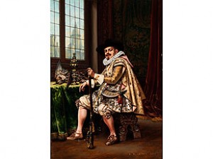 Adliger In Herrschaftlichem Salon Nach Der Jagd by Adolphe Alexandre LESREL