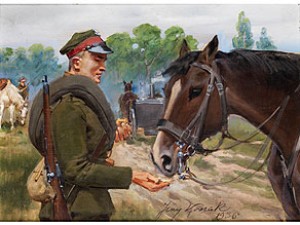 Polnischer Soldat In Uniform Mit Gewehr by Jerzy KOSSAK