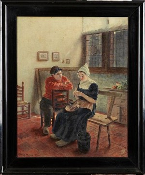 Man Och Kvinna I Kök by Claus MEYER - auction artwork with signature
