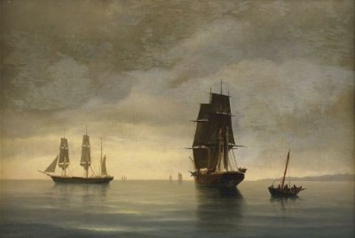 Segelbåtar I Solnedgång by Carl Ludwig BILLE