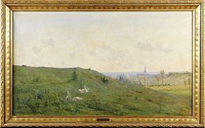 Landskap Med Kyrka Och Gäss by Georges COSTEAU - auction artwork with signature