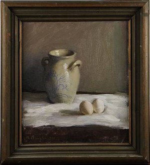 Stilleben Med ägg Och Syltkruka by Magnus BJURSTEN - auction artwork with signature
