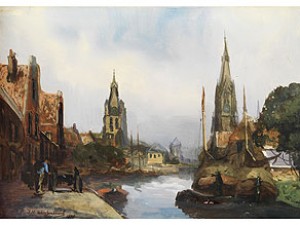 Kanal In Delft by Johan Hendrik WEISSENBRUCH