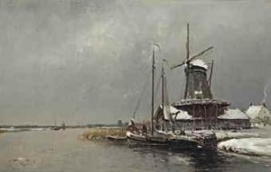 A Windmill In Winter by Louis APOL