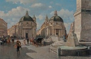 Roma, Turisti A Piazza Del Popolo by Giuseppe De WINTER