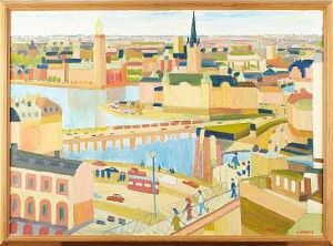 Gamla Stan Sett Från Katarinahissen by Tord LYSEVING-ÅREDAL - auction artwork with signature