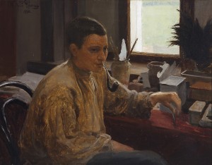 Man Smoking A Pipe by Yuri Ilich REPIN