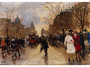 Budapester Strassenszene by Antal BERKES