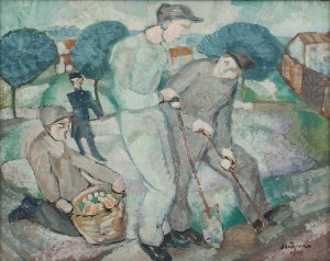 Straffångar Skördar Rovor by Erik SKÅRMAN - auction artwork with signature