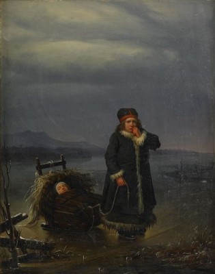 Flicka Med Släde by Robert Wilhelm EKMAN