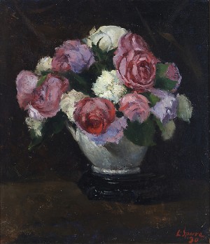 Roses In A Porcelain Vase by Louis SPARRE