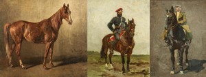 A Group Of Three Equine Paintings by Rudolf Feodorovich FRENTZ