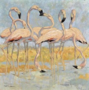 Flamingos by Karl DOPLER - auction artwork with signature
