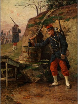 Infanterist An Der Wasserquelle by Eugène De BARBÉRIIS - auction artwork with signature