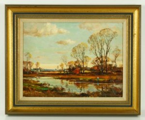 Fisherman At The Creek by Wayne Beam MORRELL - auction artwork with signature