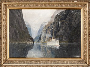 Norskt Fjordlandskap Med Den Tyska Kejsarens Yacht, Smy Hohenzollern by Hans BOHRDT