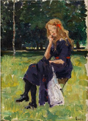 Jeune Fille Assise Dans Un Parc by Maximilien LUCE
